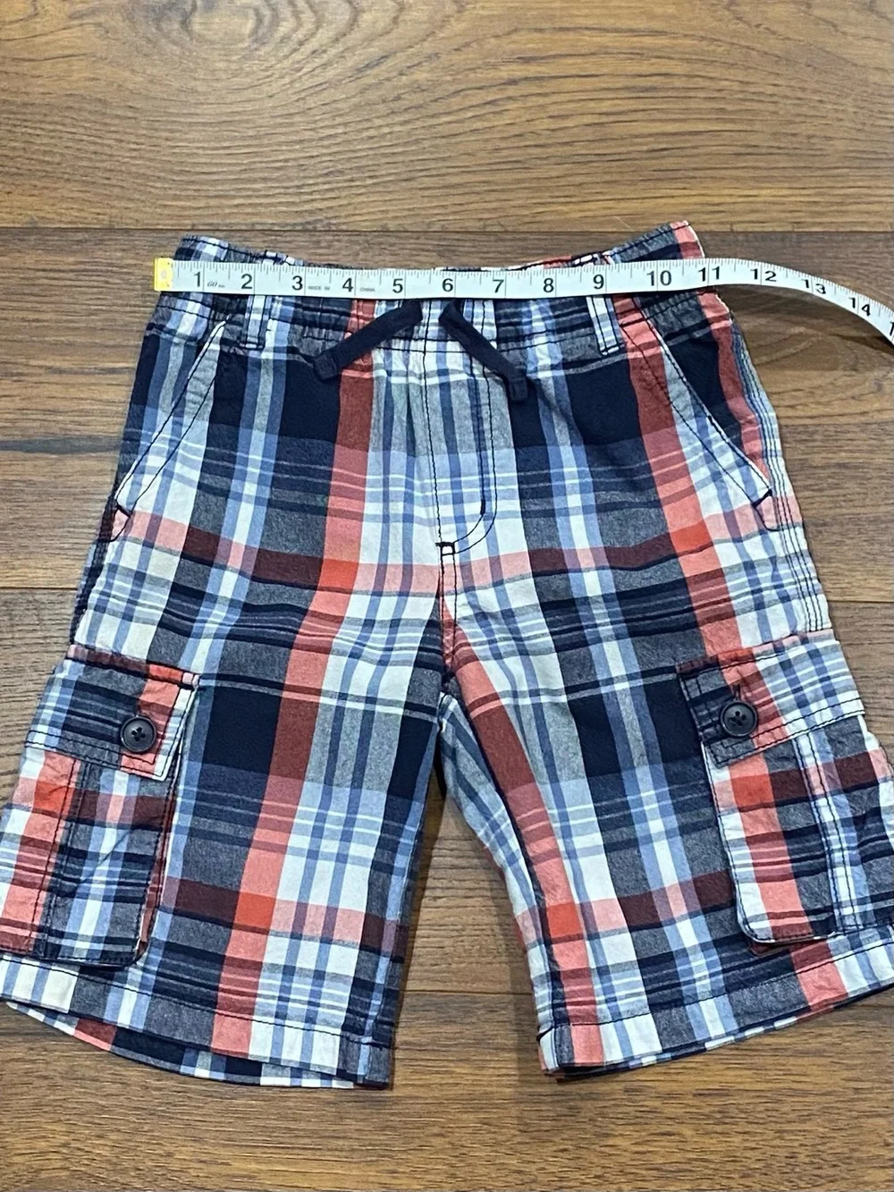 Gymboree Boys Patriotic Red White Blue Plaid Short Set Size 7